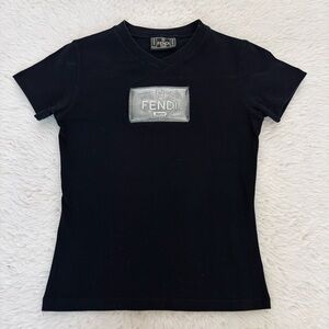 Fendi Black Vintage Tee with Shimmering Logo size 42 US Small